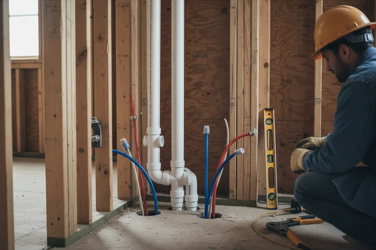 Drain and supply rough-in during Leak Detection in Worley