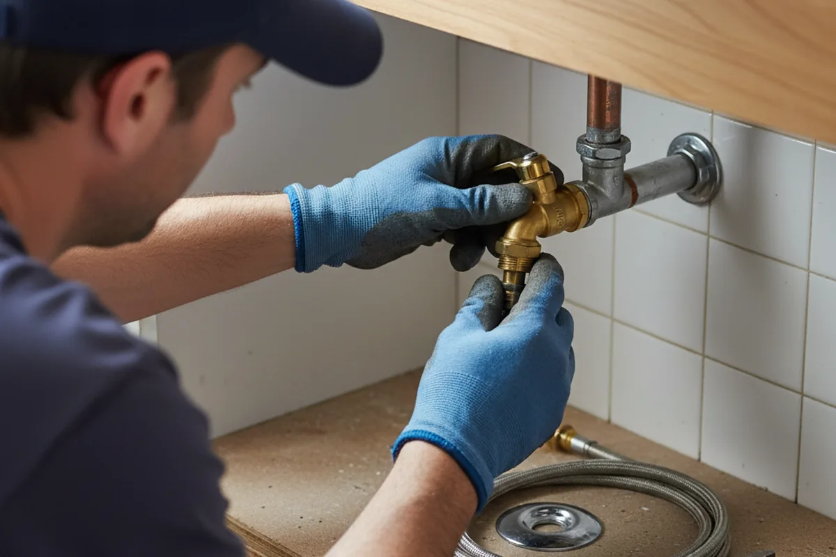 Shutoff valve and fitting work during Emergency Plumbing in Worley